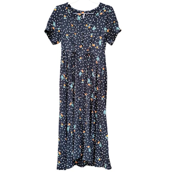 FREE PEOPLE | Dream Girl Midi Puff Sleeve Polka Dot Print Corset Lace-Up Dress 8 - Picture 2 of 15